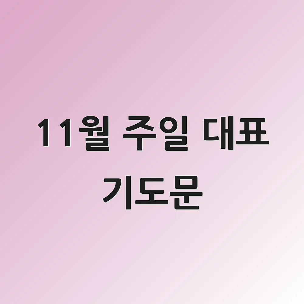 11월 주일 대표 기도문