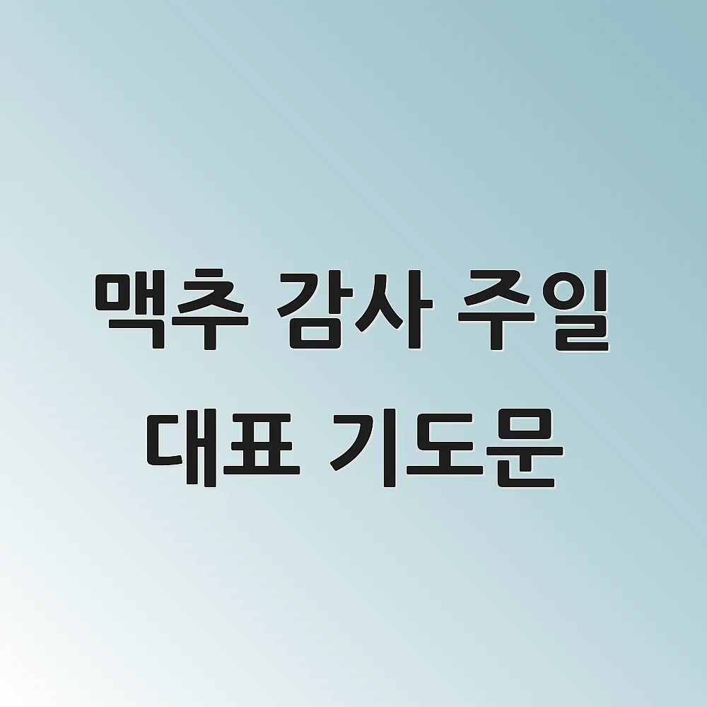 맥추 감사 주일 대표 기도문
