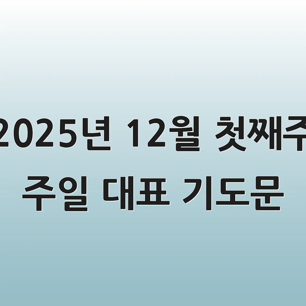 2025년 12월 첫째주 주일 대표 기도문 1 2025년 12월 첫째주 주일 대표 기도문
