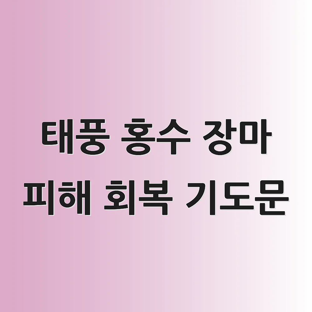 태풍 홍수 장마 피해 회복 기도문